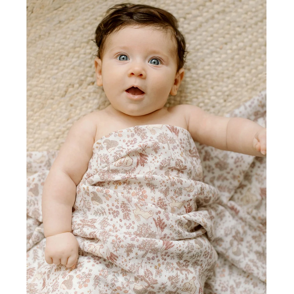Bamboo Muslin Swaddle Blanket - Hedgehog Forest