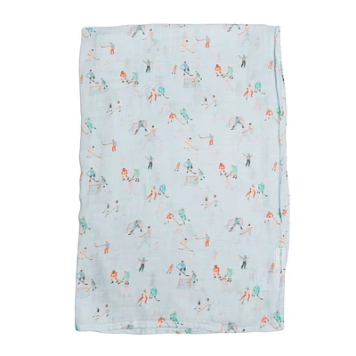 Bamboo Muslin Swaddle Blanket - Ice Hockey