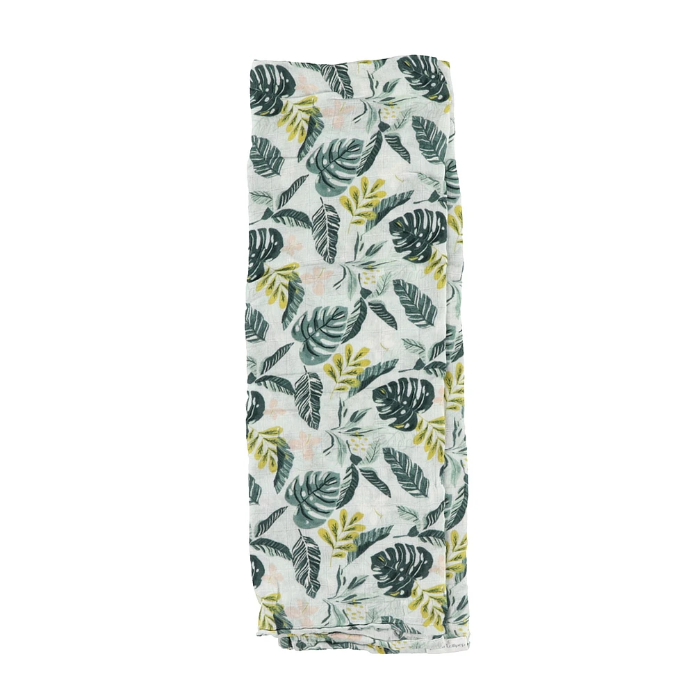 Bamboo Muslin Swaddle Blanket - Jungle Leaves
