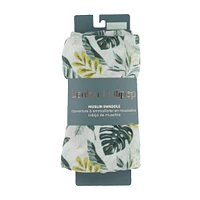 Bamboo Muslin Swaddle Blanket - Jungle Leaves