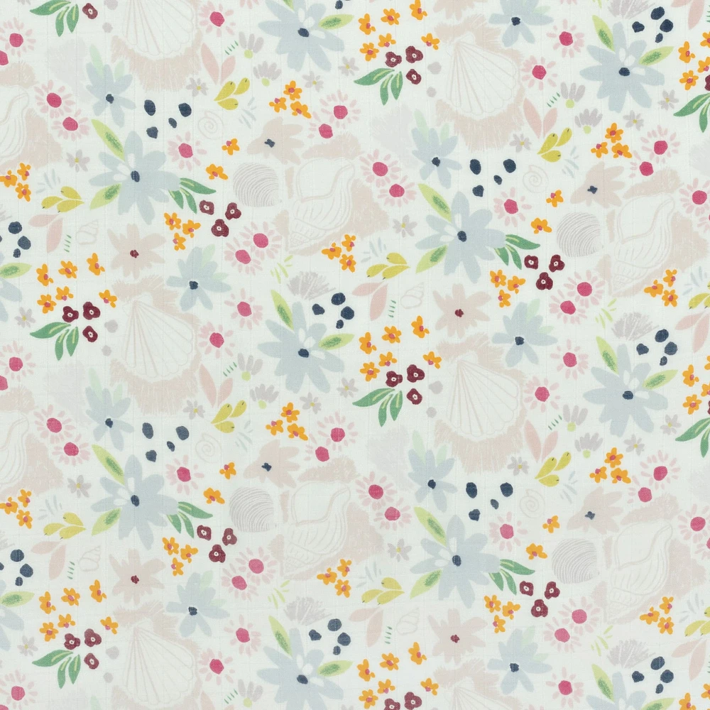 Couverture Mousseline Bambou - Coquillage Floral