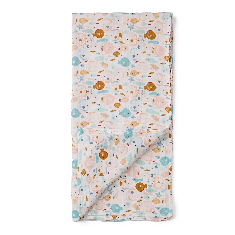 Couverture Mousseline Bambou - Poisson