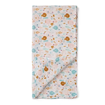 Couverture Mousseline Bambou - Poisson