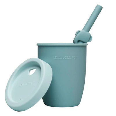 Gobelet en Silicone avec Couvercle et Paille - Éléphant