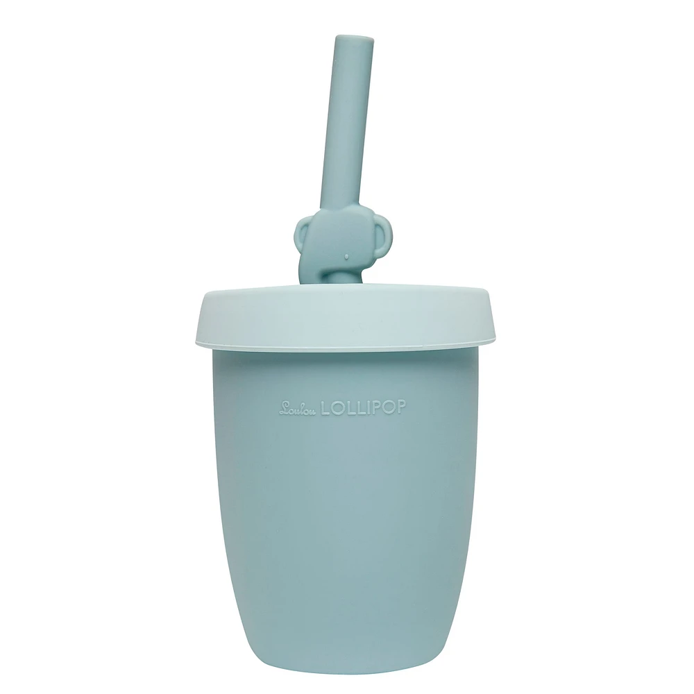 Gobelet en Silicone avec Couvercle et Paille - Éléphant