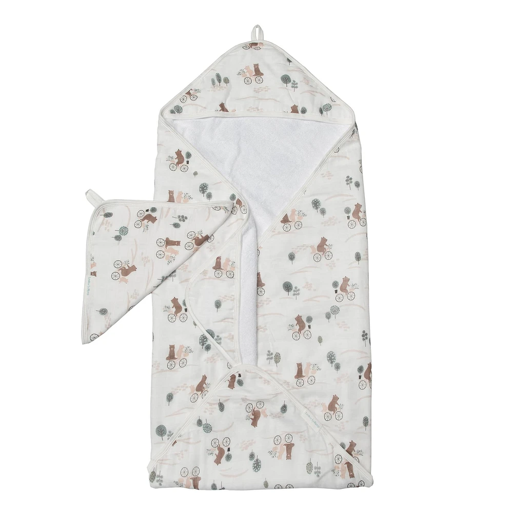 Hooded Towel Set - Bears on Bike