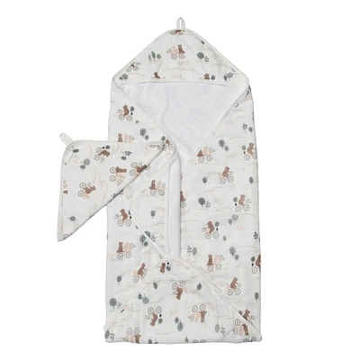 Hooded Towel Set - Bears on Bike