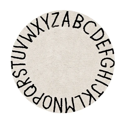 Washable Rug Round ABC Natural - Black