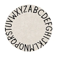 Washable Rug Round ABC Natural - Black