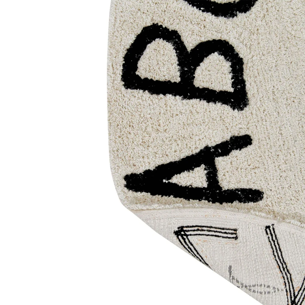 Washable Rug Round ABC Natural - Black