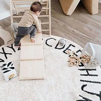 Washable Rug Round ABC Natural - Black