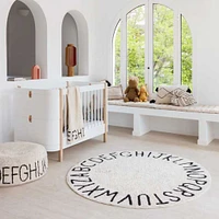 Washable Rug Round ABC Natural - Black