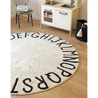 Washable Rug Round ABC Natural - Black