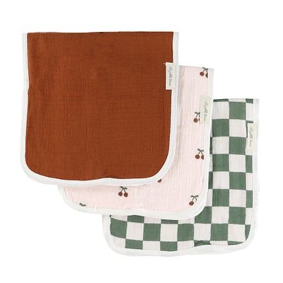 Burp Cloth 3-Pack - Cherry