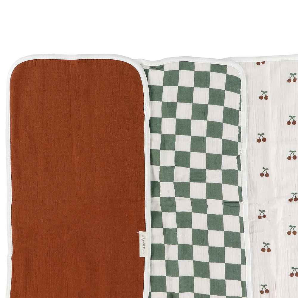 Burp Cloth 3-Pack - Cherry