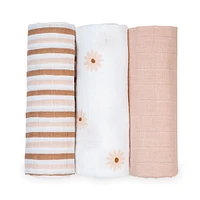 3pk Daisies-cotton Muslin Swad