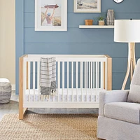 Nantucket 3-in-1 Convertible Crib with Toddler Bed Conversion Kit - Warm White / Honey