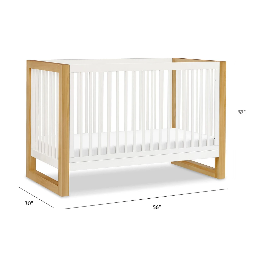 Nantucket 3-in-1 Convertible Crib with Toddler Bed Conversion Kit - Warm White / Honey