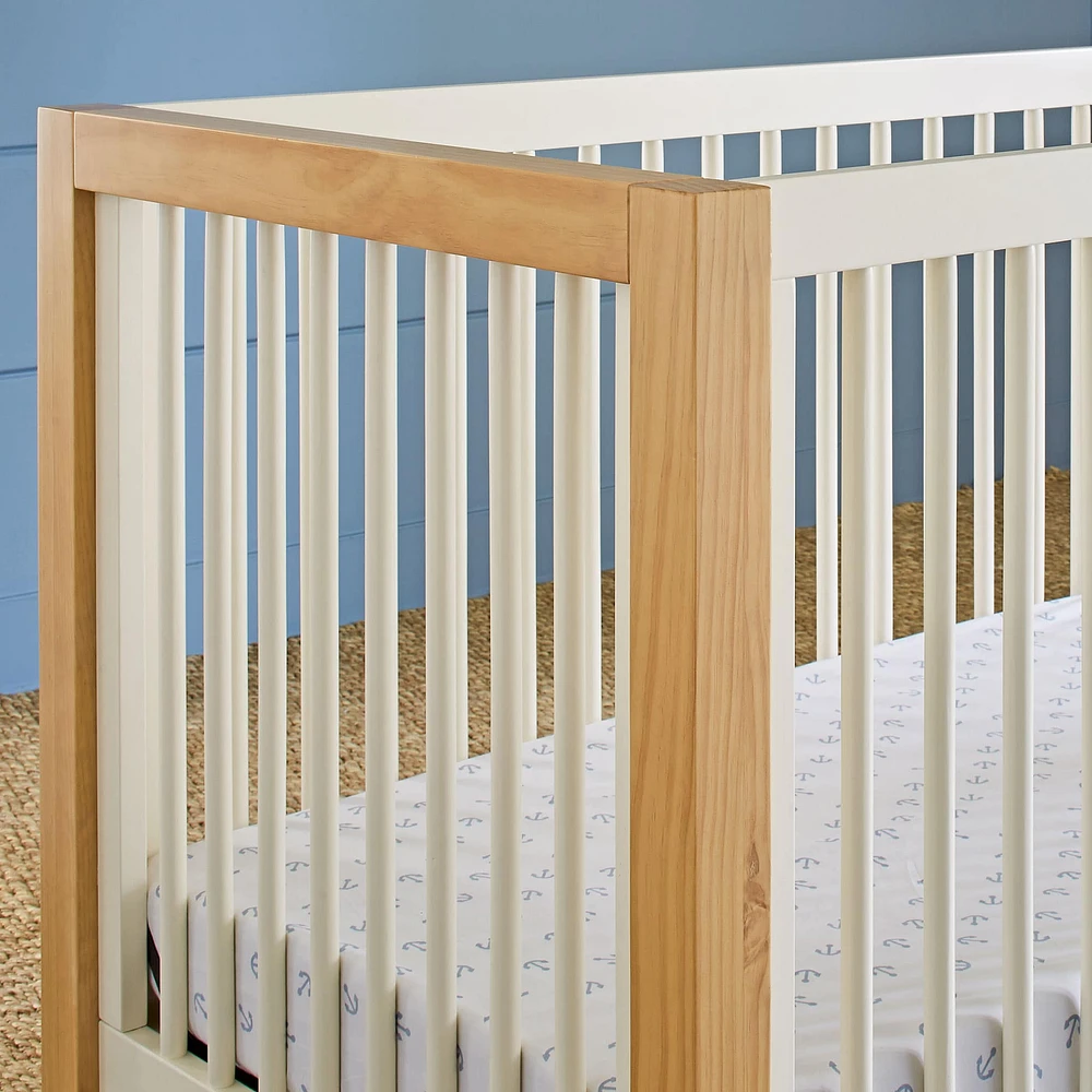 Nantucket 3-in-1 Convertible Crib with Toddler Bed Conversion Kit - Warm White / Honey