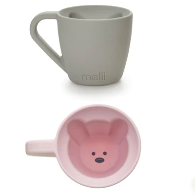 Tasse (2) Ours en Silicone 200ml - Rose / Gris