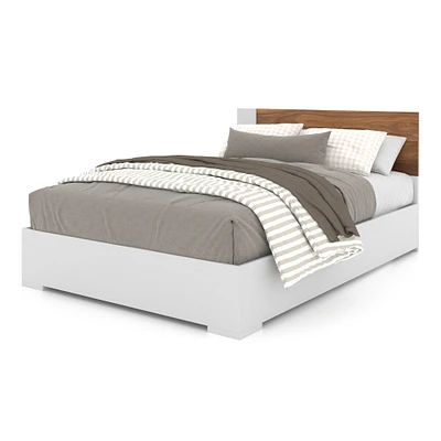 Double Bed - White  Walnut