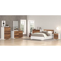Double Bed - White  Walnut