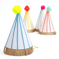 Chapeaux de Fêtes (8) Rayés Pompons