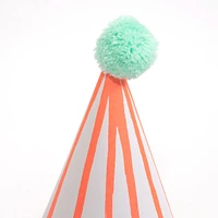 Chapeaux de Fêtes (8) Rayés Pompons