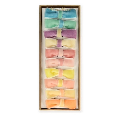 Pastel Velvet Mini Bow Clips (10)