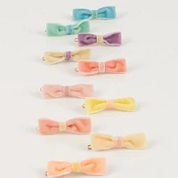 Pastel Velvet Mini Bow Clips (10)