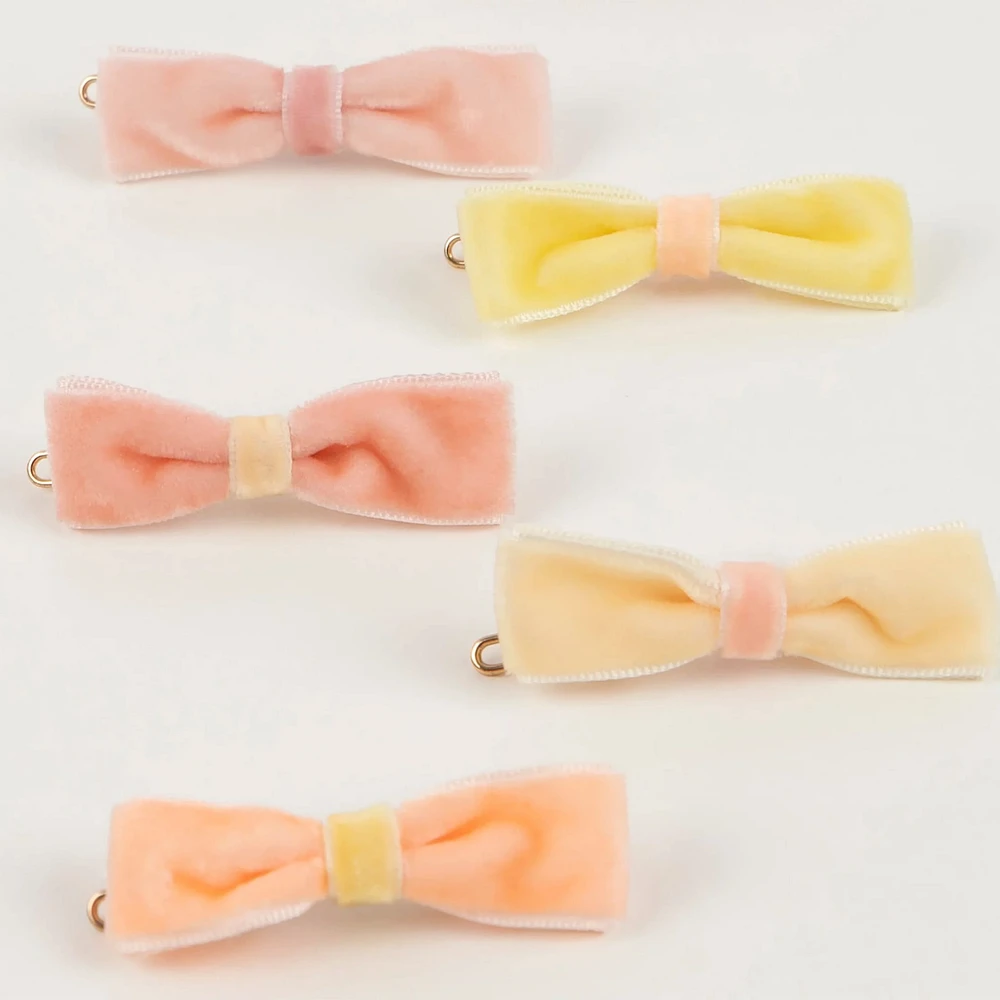 Pastel Velvet Mini Bow Clips (10)