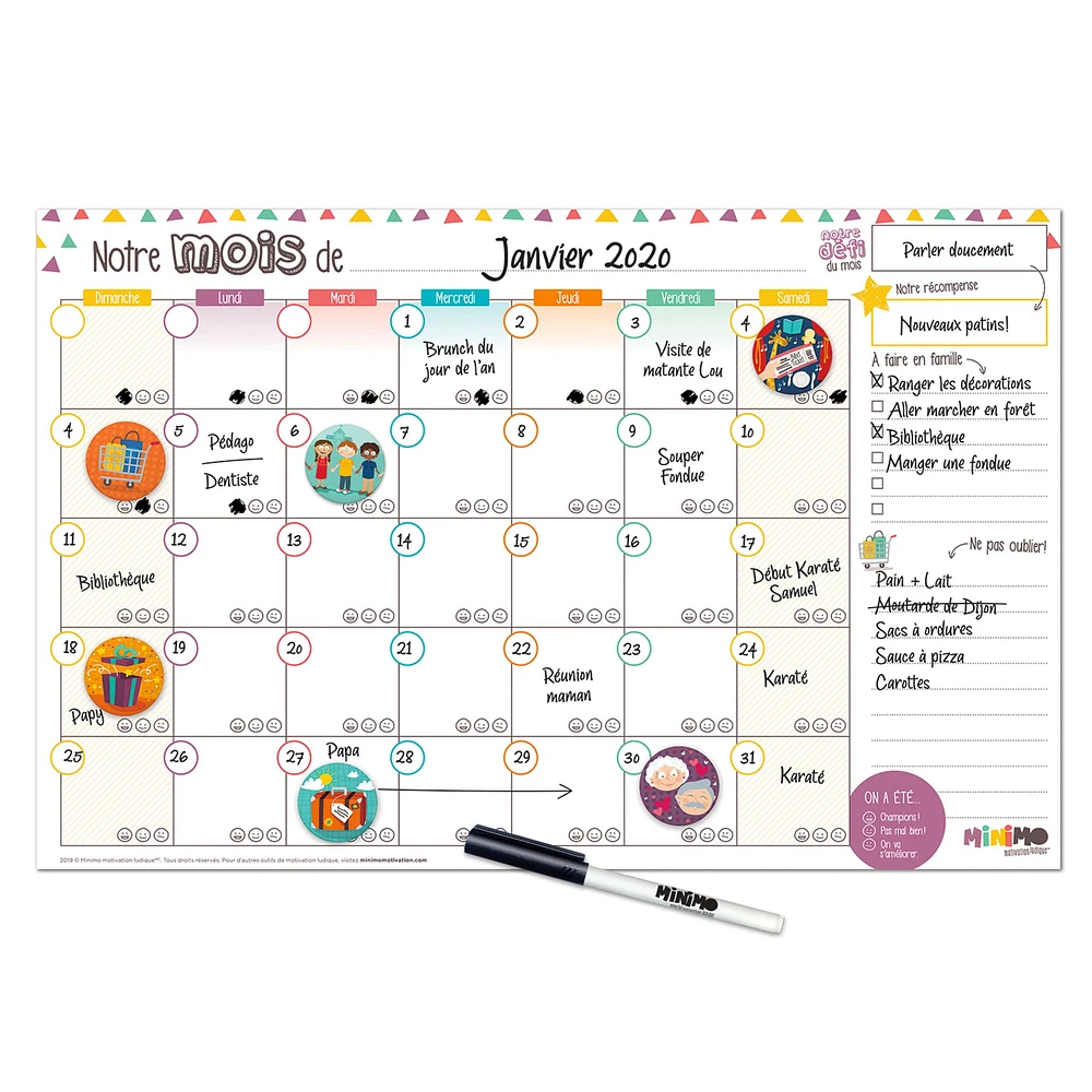 Calendrier Mensuel Familial Horizontal