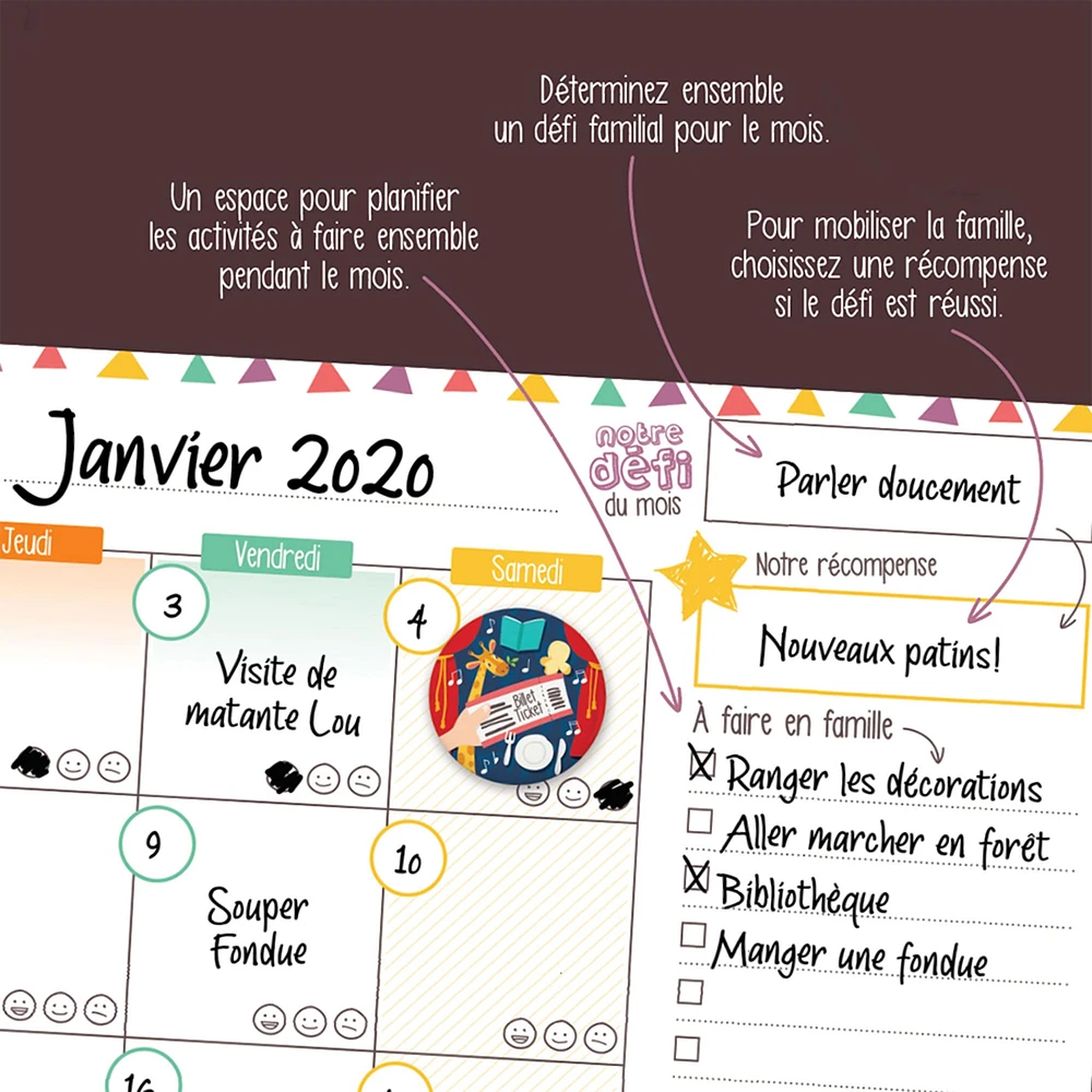 Calendrier Mensuel Familial Horizontal