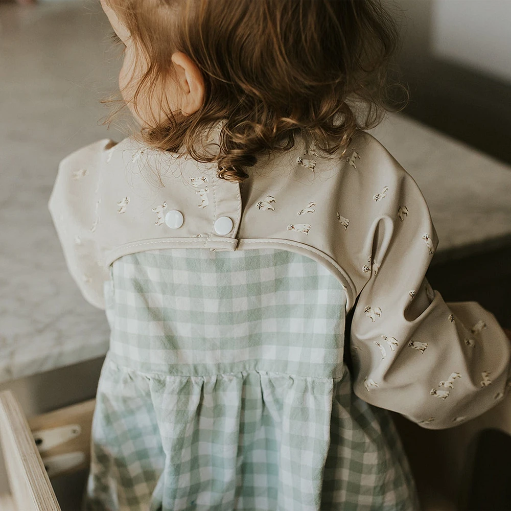 Long-sleeved Bib with integrated pocket 6-24m -Dogs
