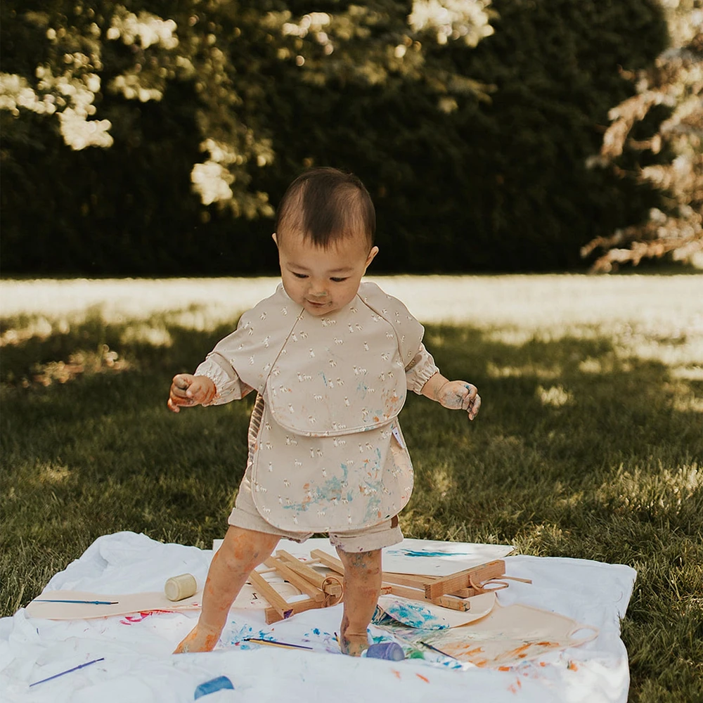 Long-sleeved Bib with integrated pocket 6-24m -Dogs