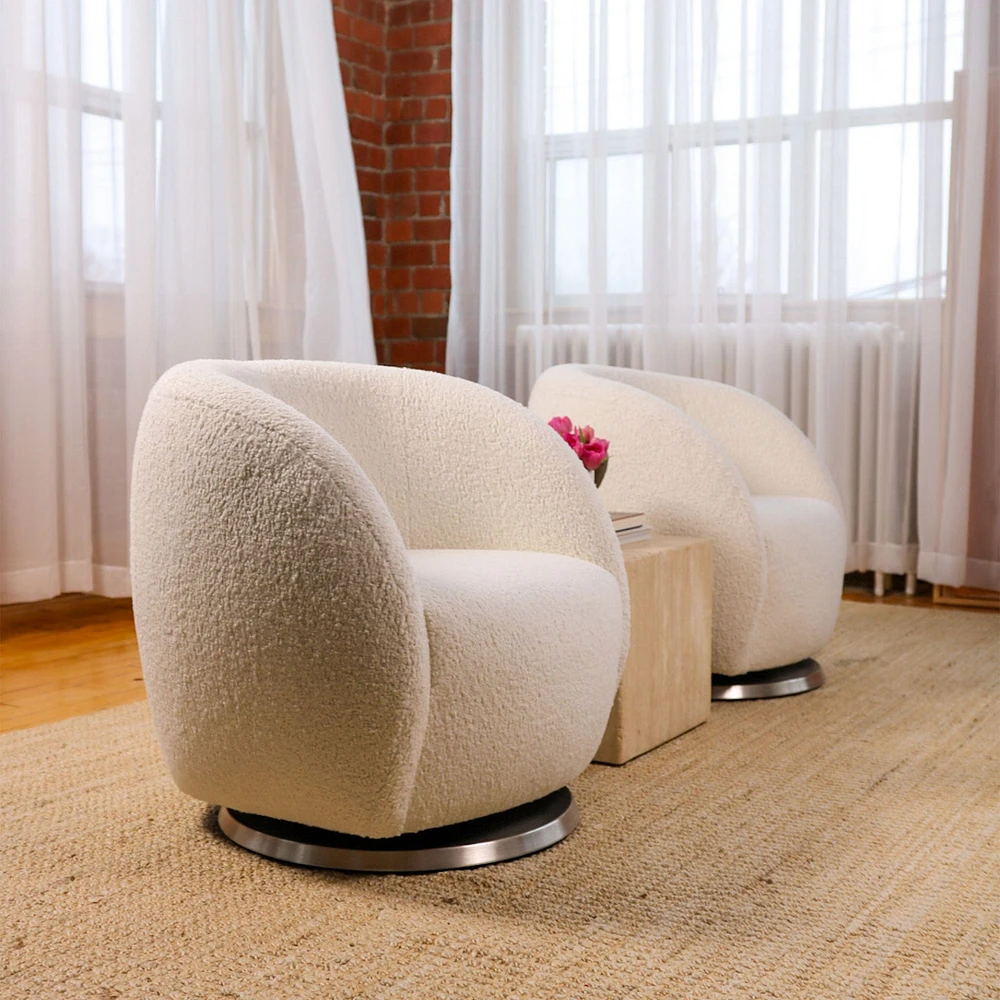 Gem Rocking and Swivel Glider - Sheepskin / Gold