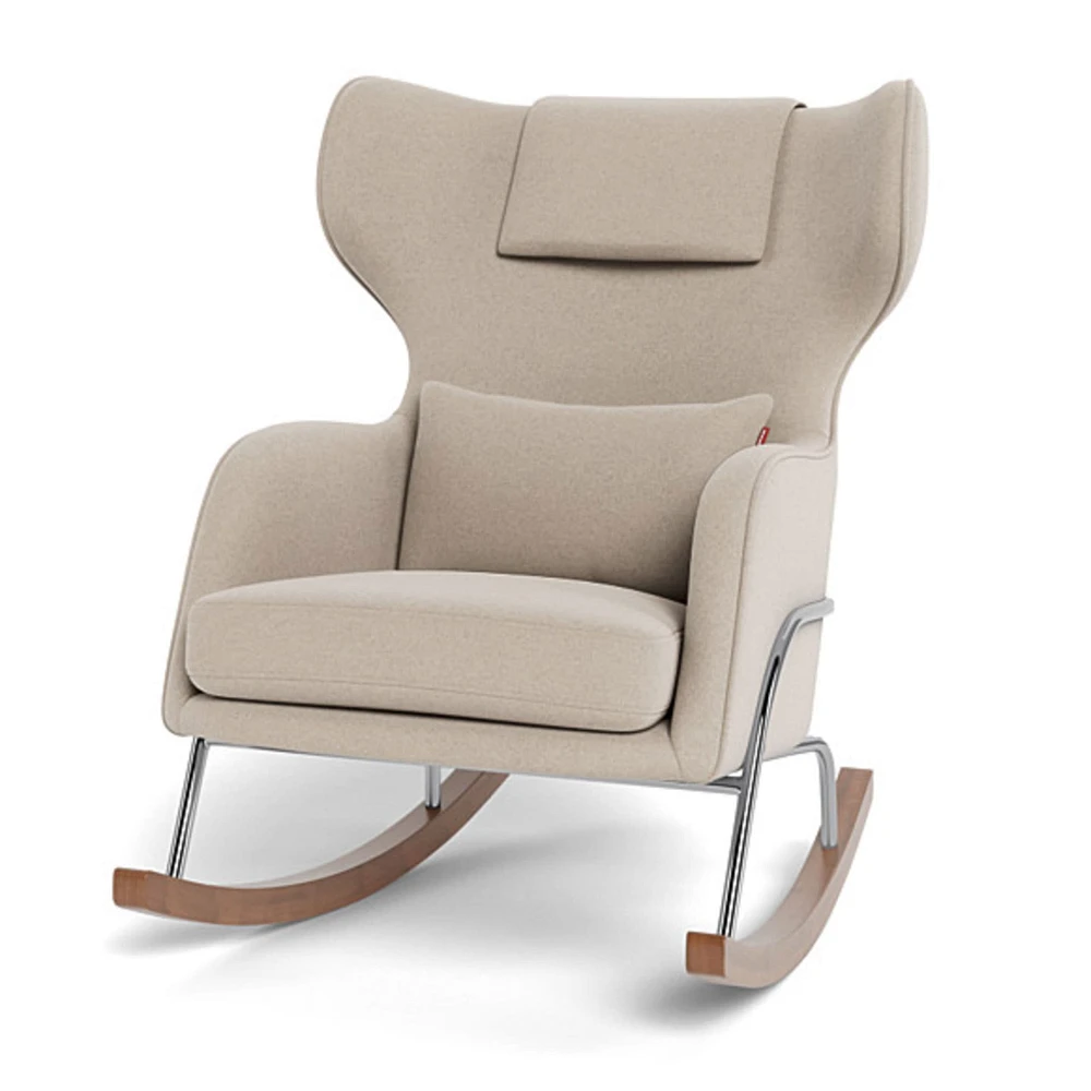 Chaise Berçante Grand Jackson - Laine Oatmeal / Chrome