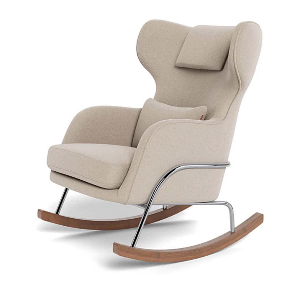 Chaise Berçante Grand Jackson - Laine Oatmeal / Chrome