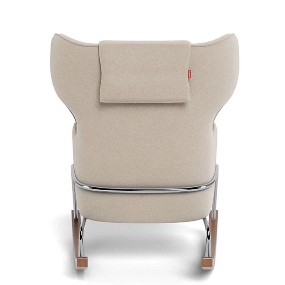 Chaise Berçante Grand Jackson - Laine Oatmeal / Chrome
