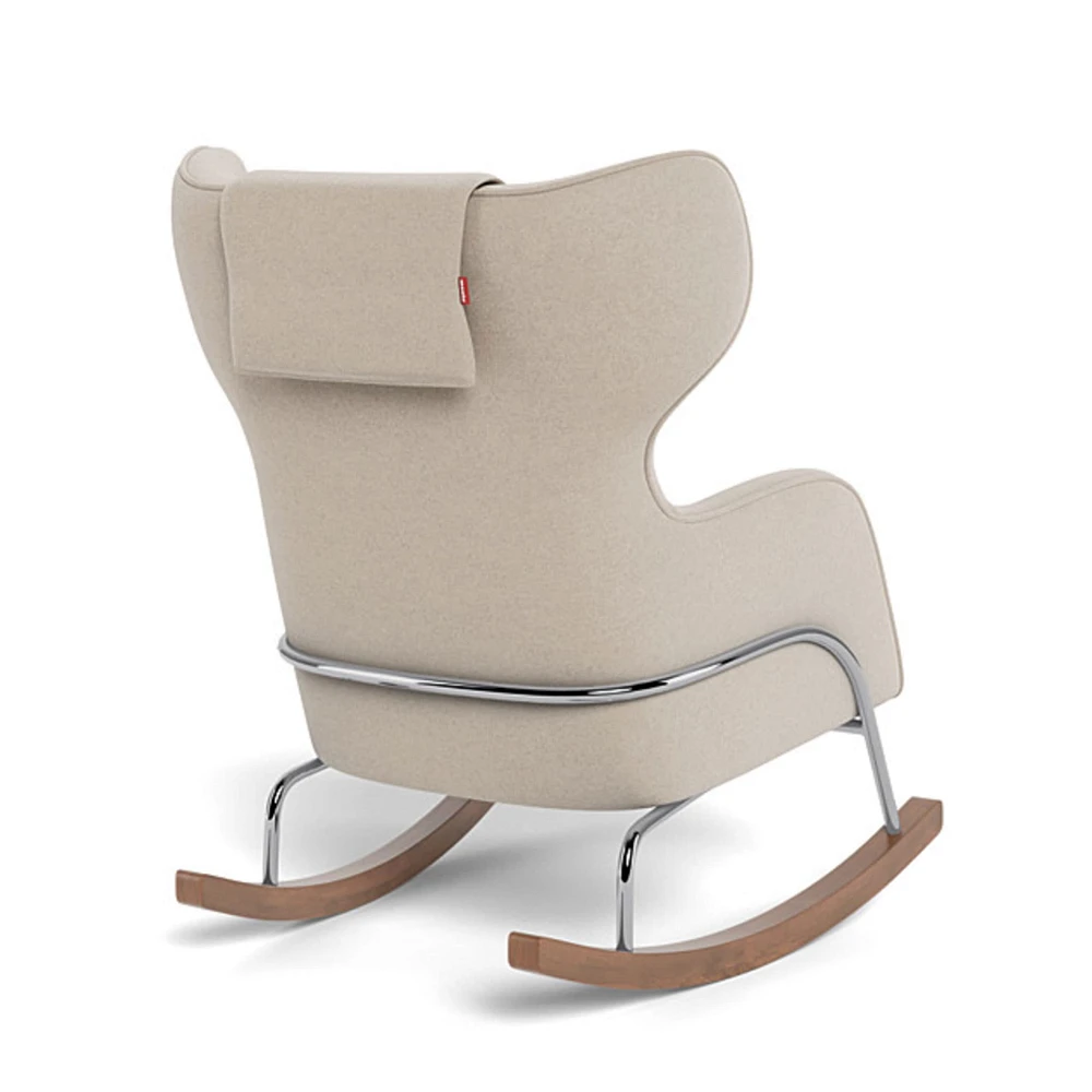Chaise Berçante Grand Jackson - Laine Oatmeal / Chrome