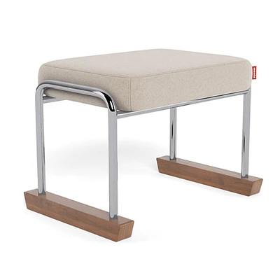 Jackson Ottoman - Oatmeal Italian Wool / Chrome