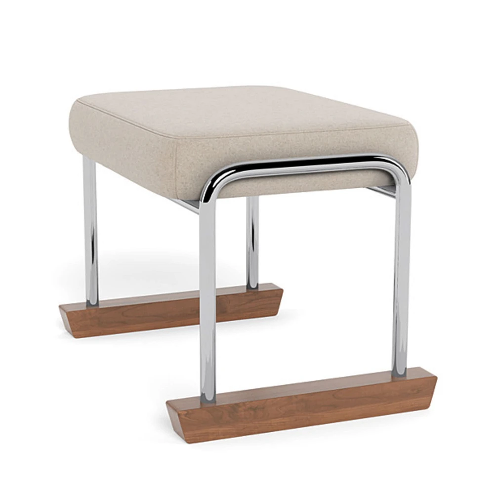 Jackson Ottoman - Oatmeal Italian Wool / Chrome