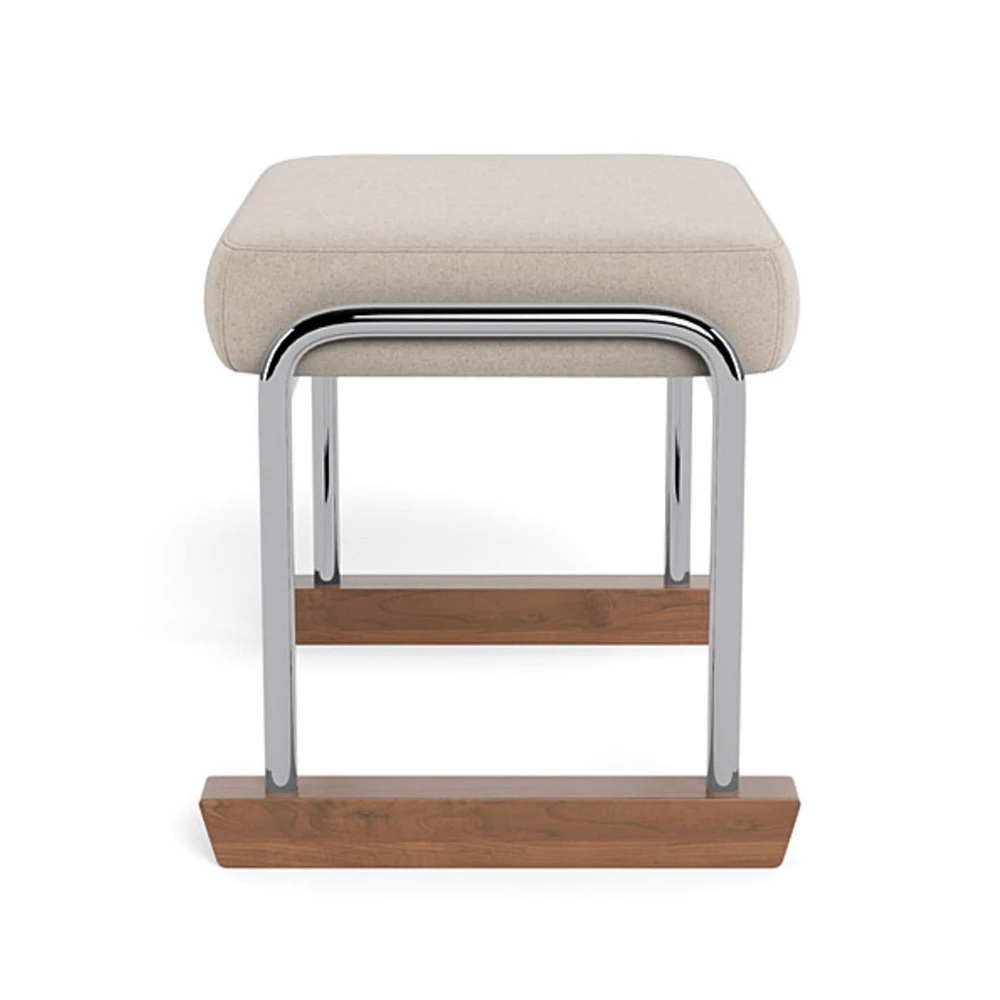 Jackson Ottoman - Oatmeal Italian Wool / Chrome