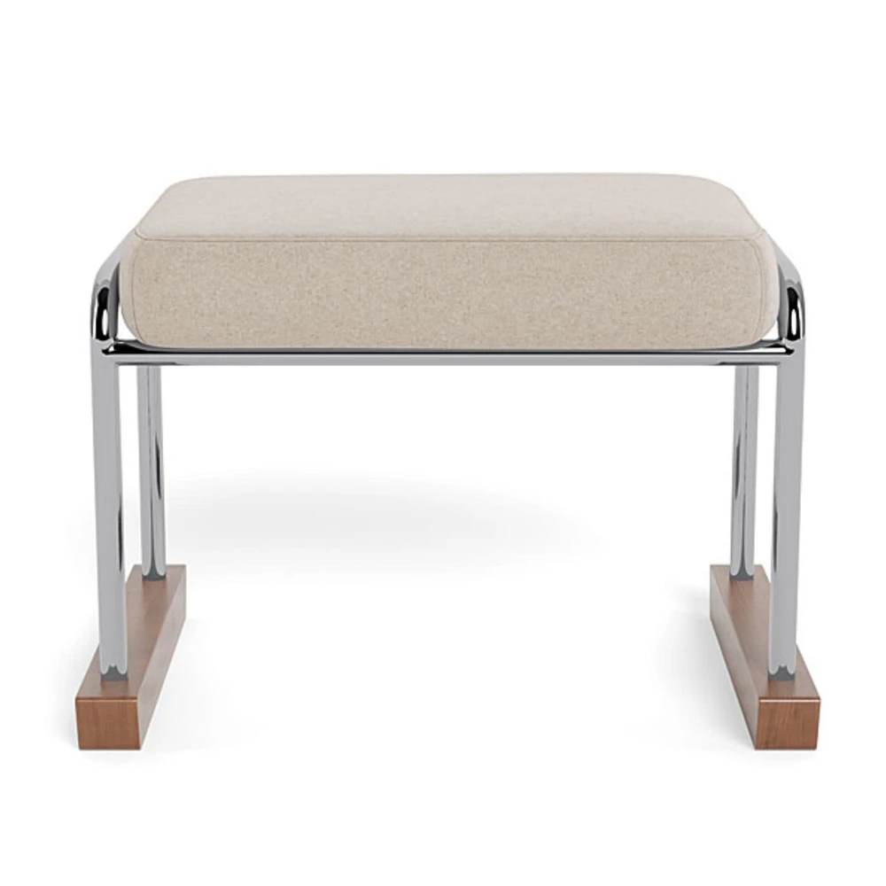 Jackson Ottoman - Oatmeal Italian Wool / Chrome