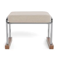 Jackson Ottoman - Oatmeal Italian Wool / Chrome