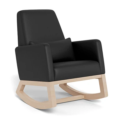 Chaise Berçante Joya - Cuir Noir / Bois Naturel