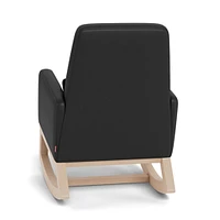 Chaise Berçante Joya - Cuir Noir / Bois Naturel