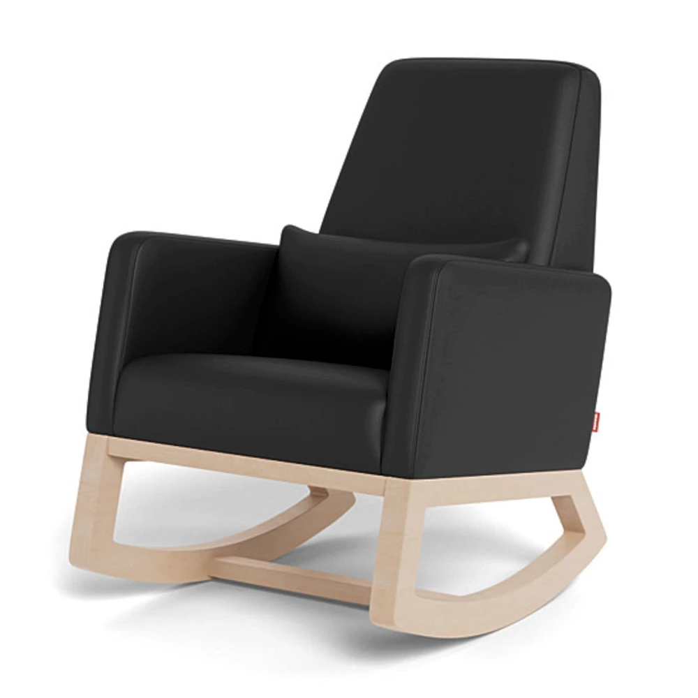 Chaise Berçante Joya - Cuir Noir / Bois Naturel