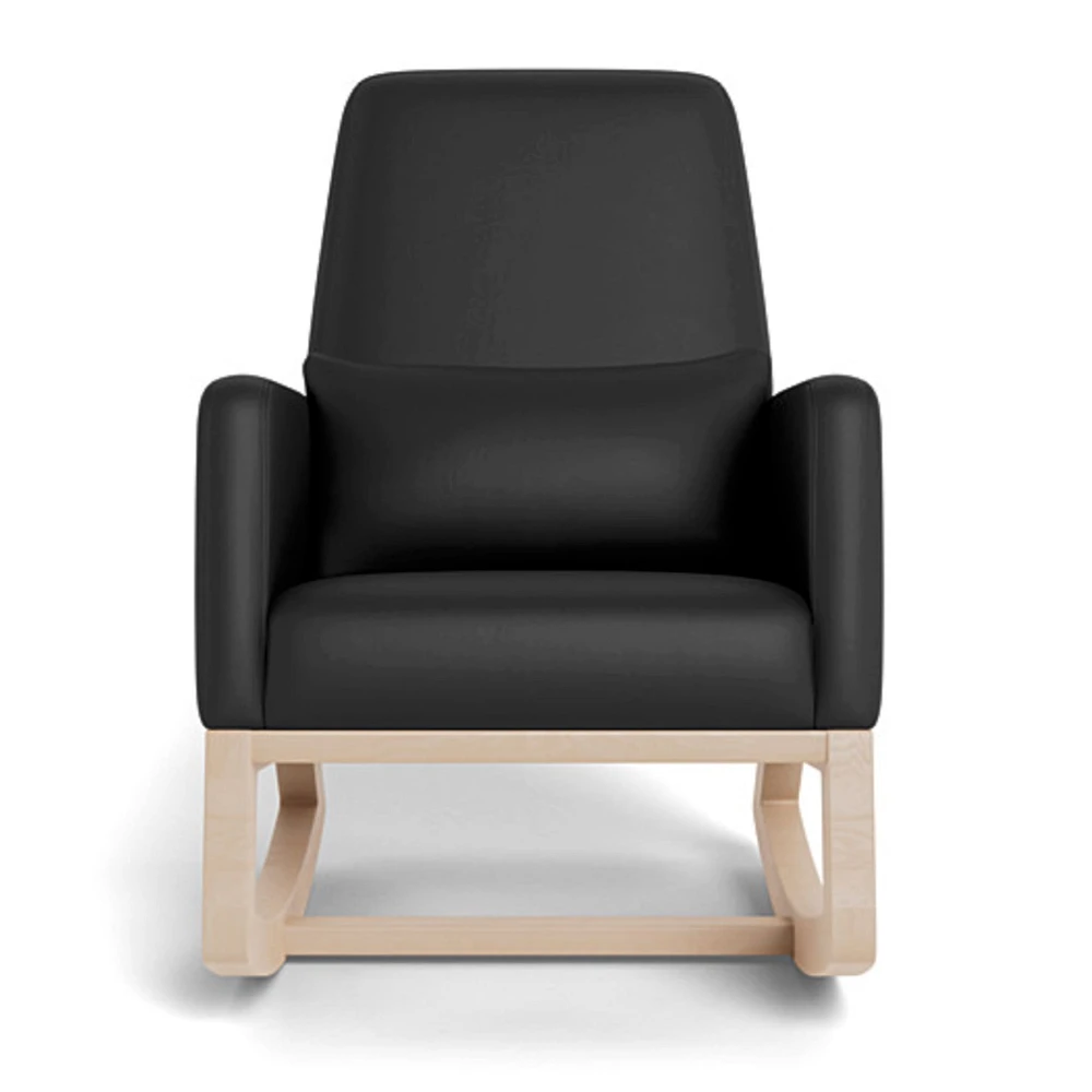 Chaise Berçante Joya - Cuir Noir / Bois Naturel