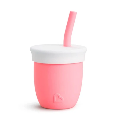 Training Silicone Cup with straw 4oz - Coral